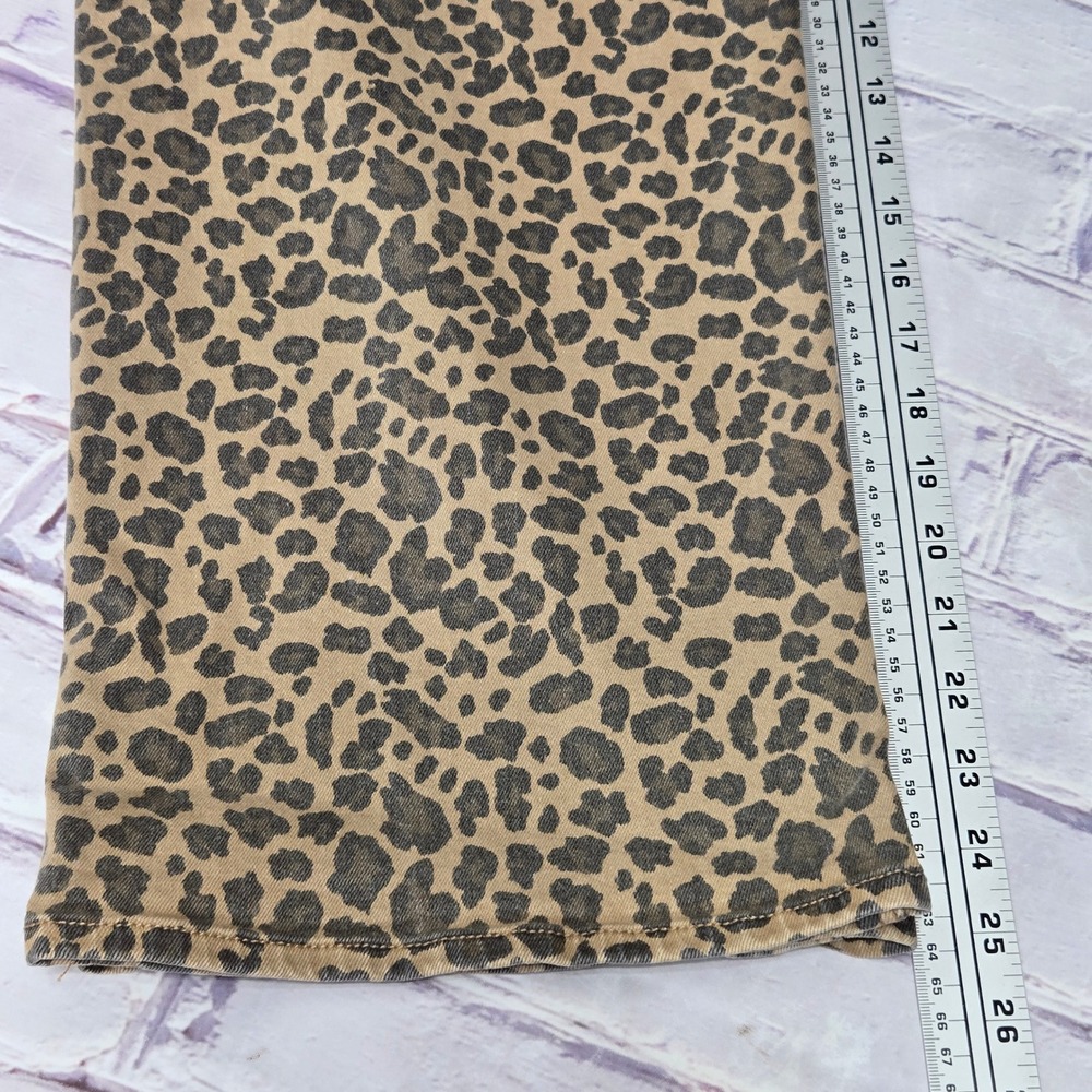American Eagle Jeans Tan Leopard Wide Leg Animal Print Women Size 12 Regular - Picture 15 of 16